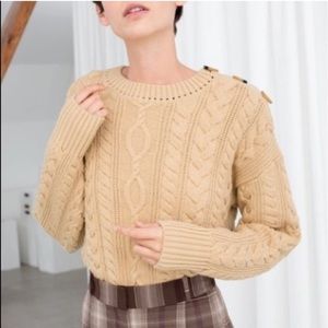 & Other Stories Cropped Cable Knit Sweater